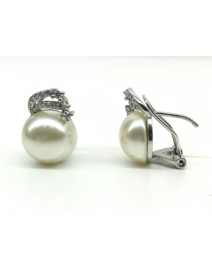 Pendientes plata omega con perla
